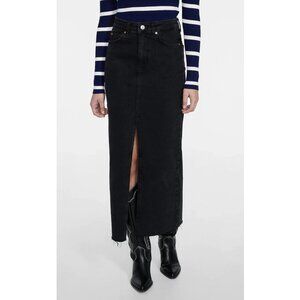 Black Denim Midi Skirt